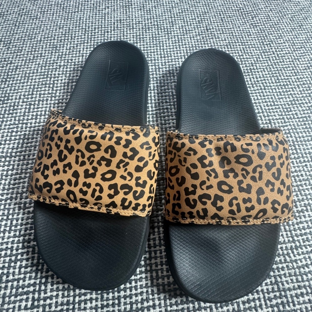 Vans La Costa Slide-On Leopard Print Black Sandals Womens Size 5 US Missy